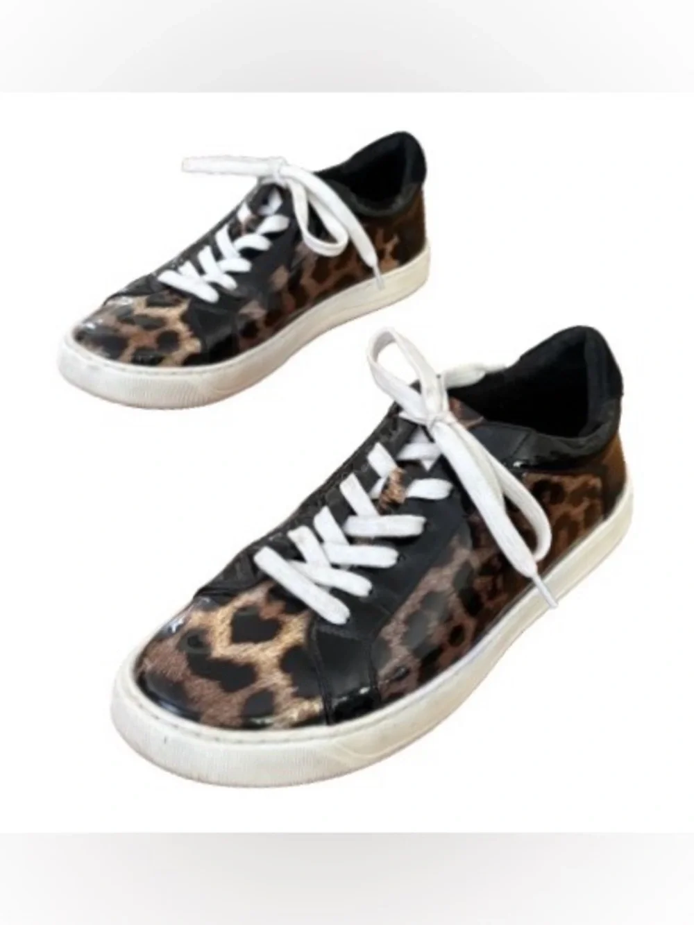 Vaneli Sport Colter Camel Leopard & blk patent lace up Snkrs WM 7.5 athleisure